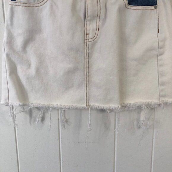 PacSun Womens Denim Skirt Color Block Distressed with Pockets Size 25 - Picture 9 of 13